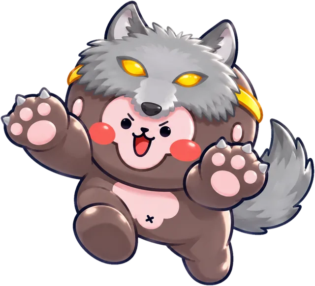 The wolf, pouncing